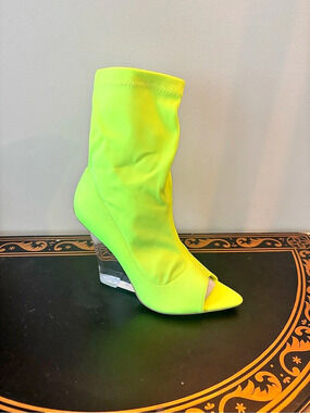 Neon Green Peep Toe Heels Like New